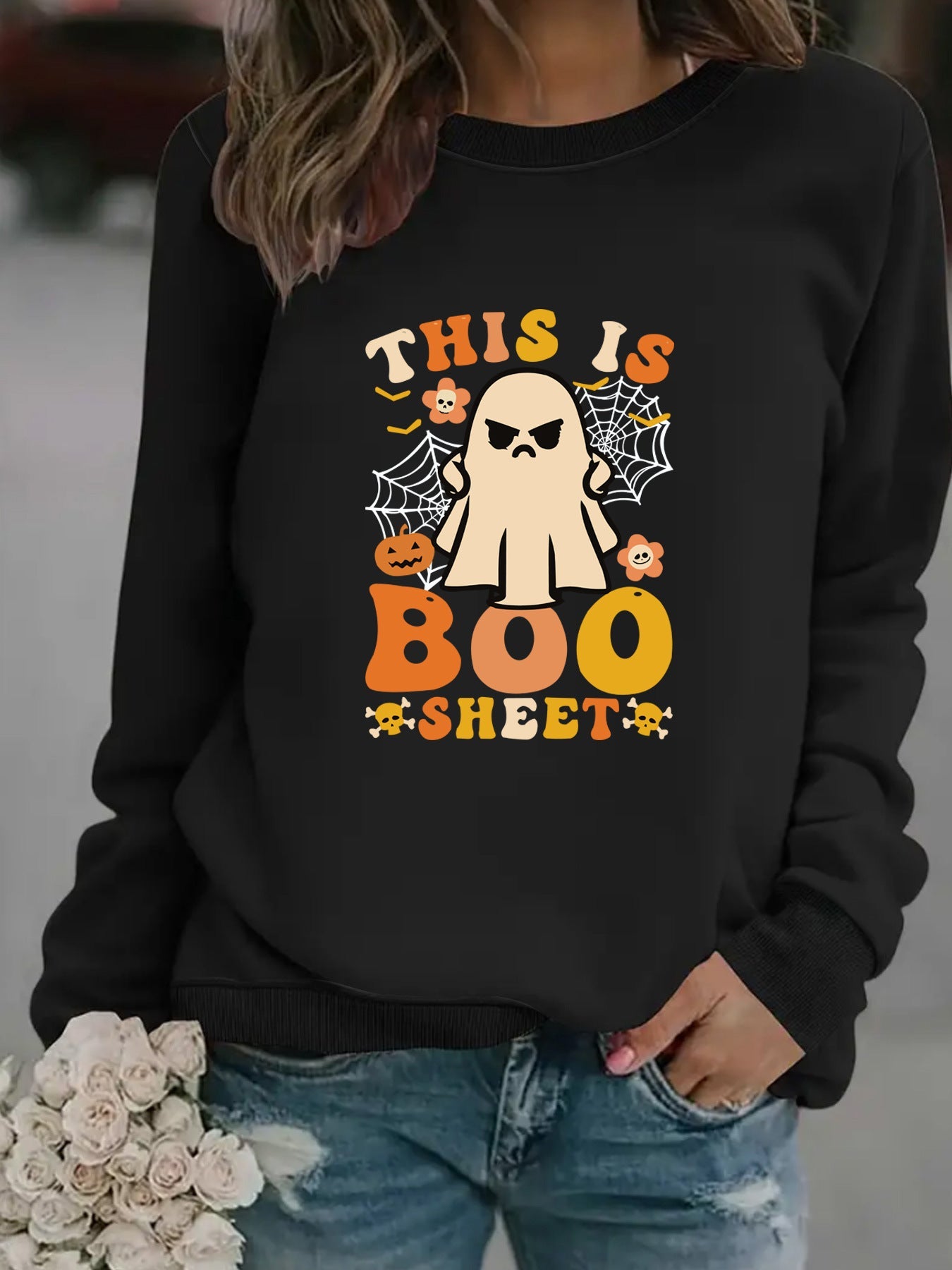 Damen Sweatshirt Herbstlich Geist-Print Lässig Norvielle