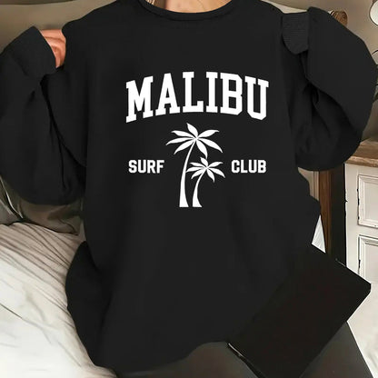 Damen Sweatshirt Surf-Club-Aufdruck Lässig Norvielle
