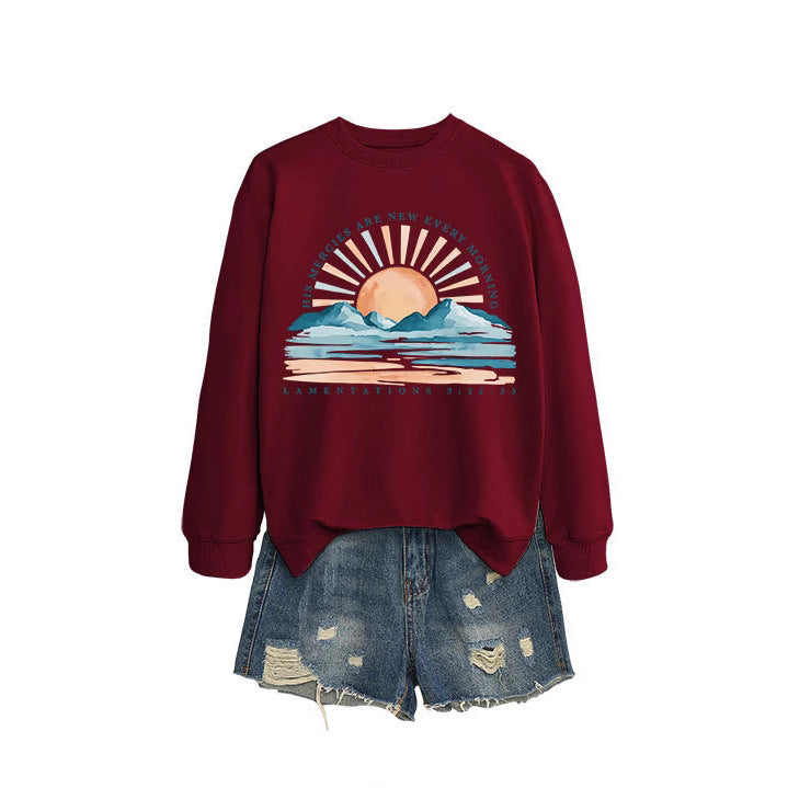 Damen Sweatshirt Sonnenaufgangsdesign Lässig Norvielle