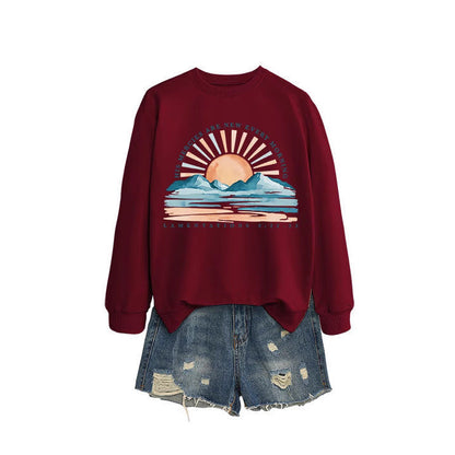 Damen Sweatshirt Sonnenaufgangsdesign Lässig Norvielle