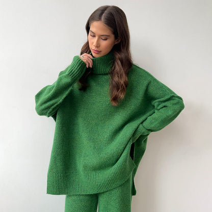 Damen Strickensemble Weiter Schnitt Hoher Kragen Norvielle