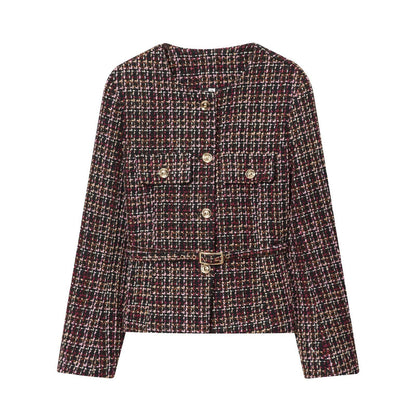 Damen Tweedjacke mit Knöpfen und abnehmbarem Gürtel Norvielle