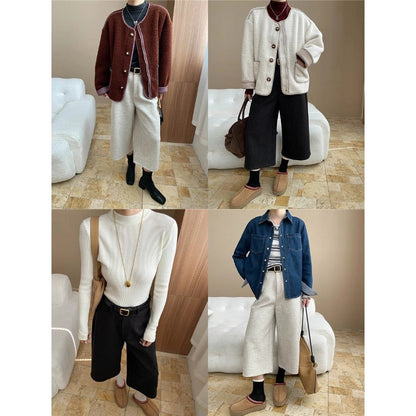 Damen Strickjacke Oversized Kuschelig mit Knöpfen Beige
