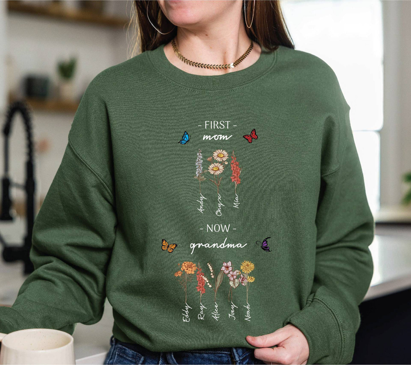 Damen Sweatshirt Floraler Druck Inspirierender Schriftzug Norvielle