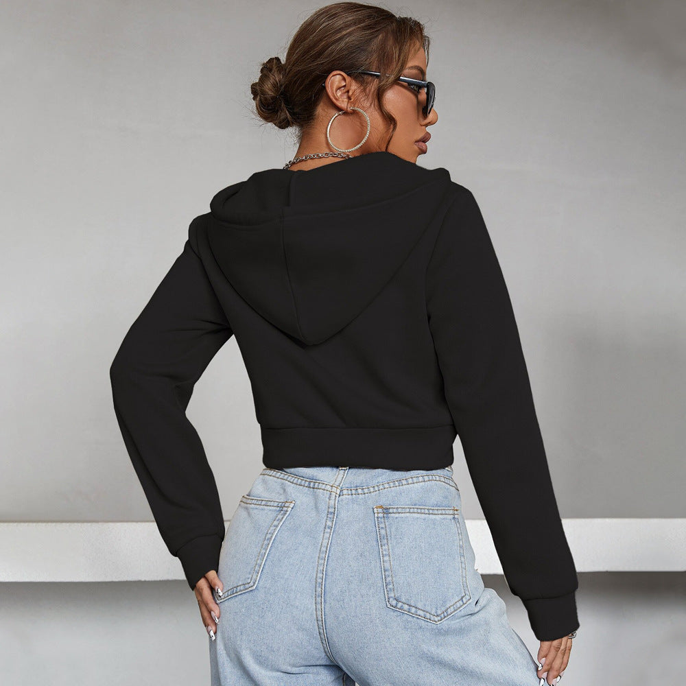 Damen Cropped Hoodie Jacke Weich Norvielle