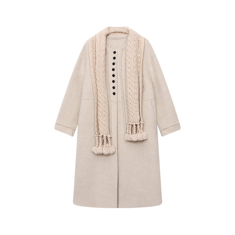 Damen Wolljacke Lang Knopfverschluss