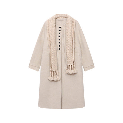 Damen Wolljacke Lang Knopfverschluss