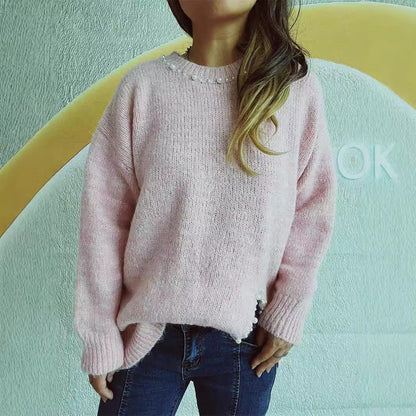 Damen Pullover Kuschelfleece Mit Perlenverzierung Norvielle - Norvielle