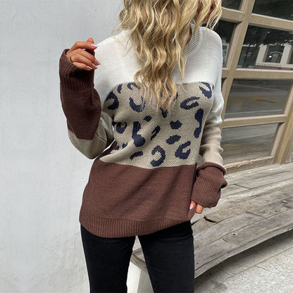 Damen Strickpullover Tiermuster Farbblockdesign Norvielle