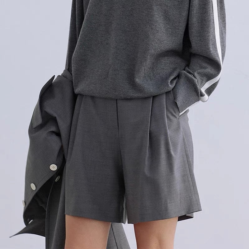 Damen Hotpants Hochbund Praktische Taschen Schwarz Norvielle - Norvielle