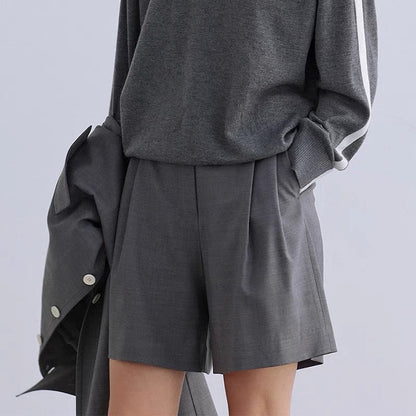 Damen Hotpants Hochbund Praktische Taschen Schwarz Norvielle - Norvielle