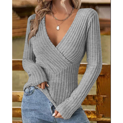 Damen Pullover V-Ausschnitt Figurbetonend Norvielle