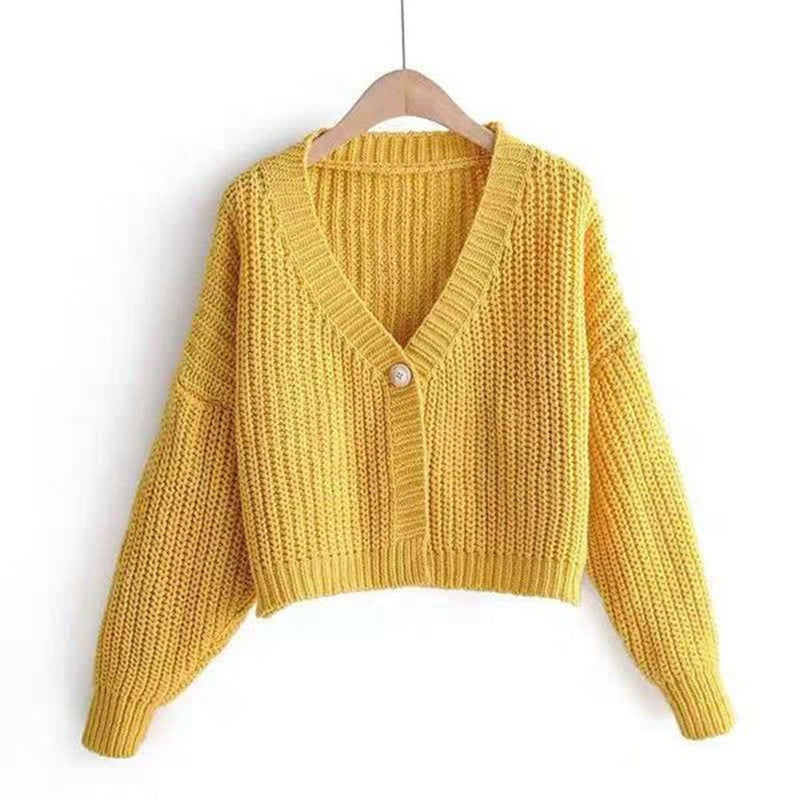 Damen Grobstrick-Cardigan Locker Passform V-Ausschnitt Beige