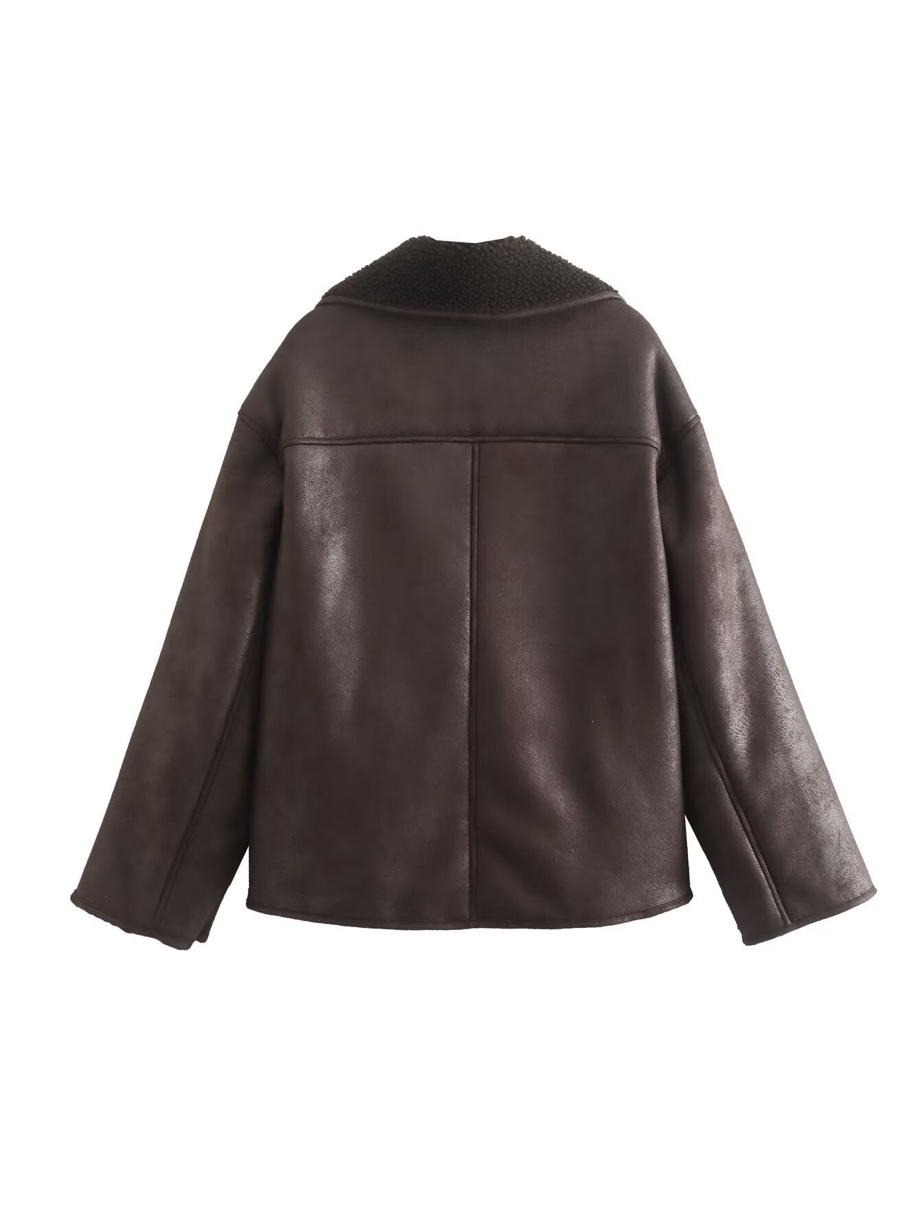 Nevada Damen Winterjacke Velourslederoptik Fleece