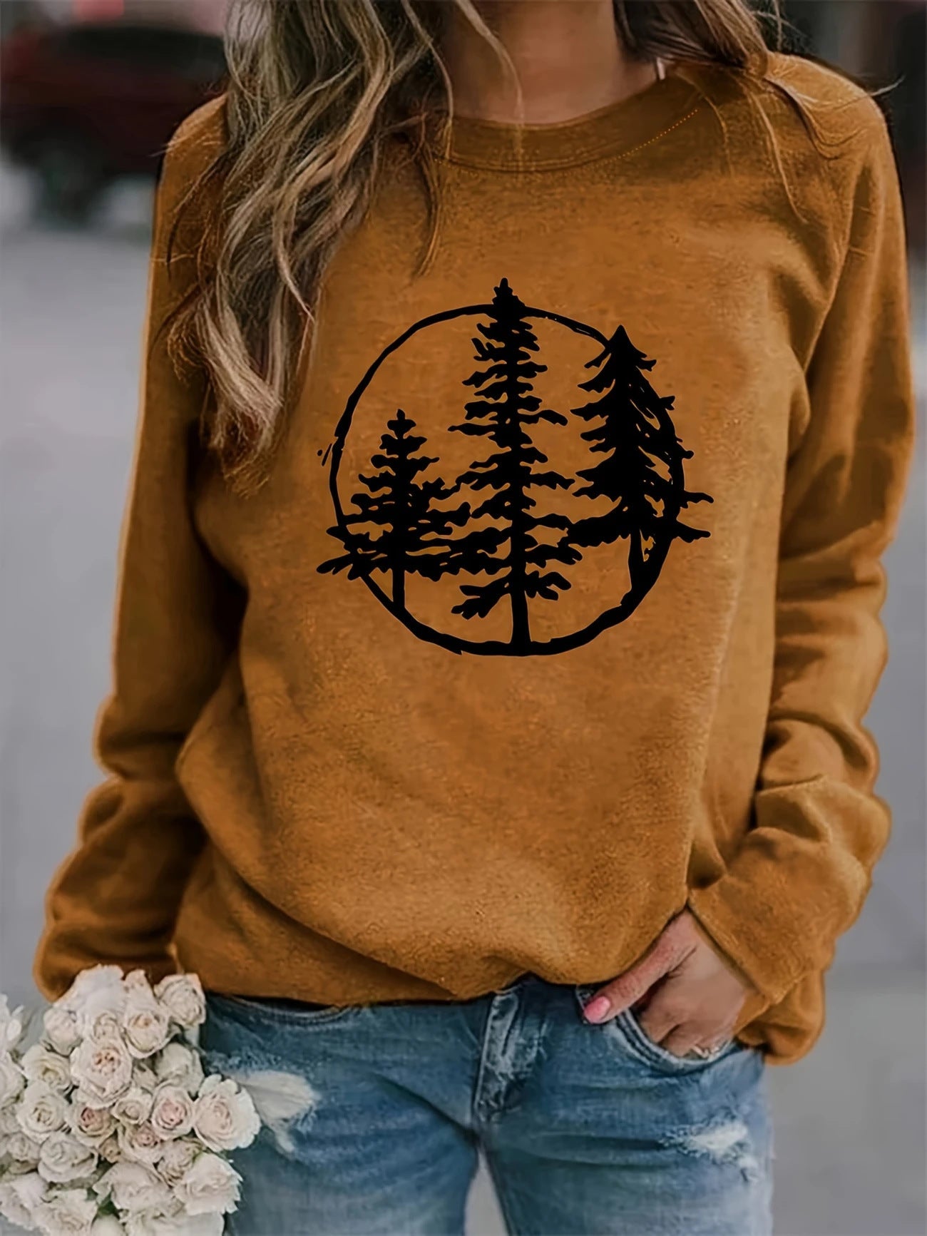 Damen Sweatshirt Naturmotiv Lässiger Schnitt Norvielle