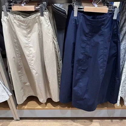 Damen Midirock Elastischer Bund Seitentaschen Norvielle