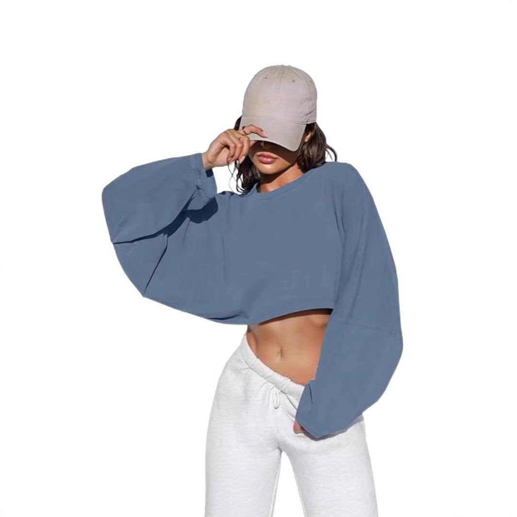 Damen Cropped Sweatshirt Voluminöse Ärmel Lässiger Schnitt Norvielle