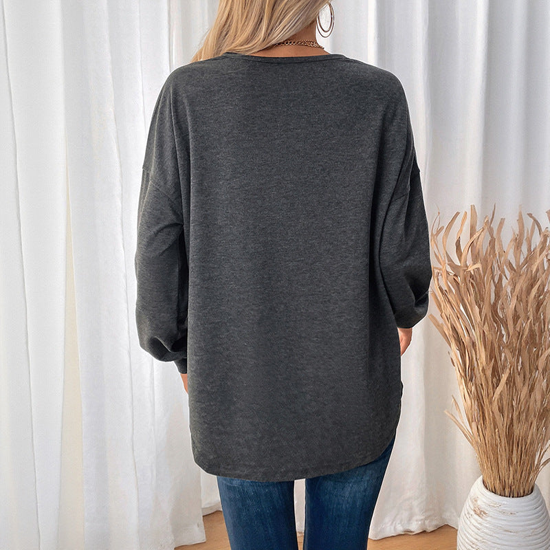 Damen Langarmshirt Rundhals Lässiger Schnitt Norvielle
