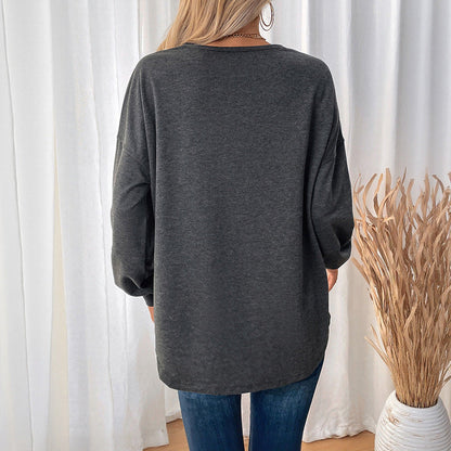 Damen Langarmshirt Rundhals Lässiger Schnitt Norvielle