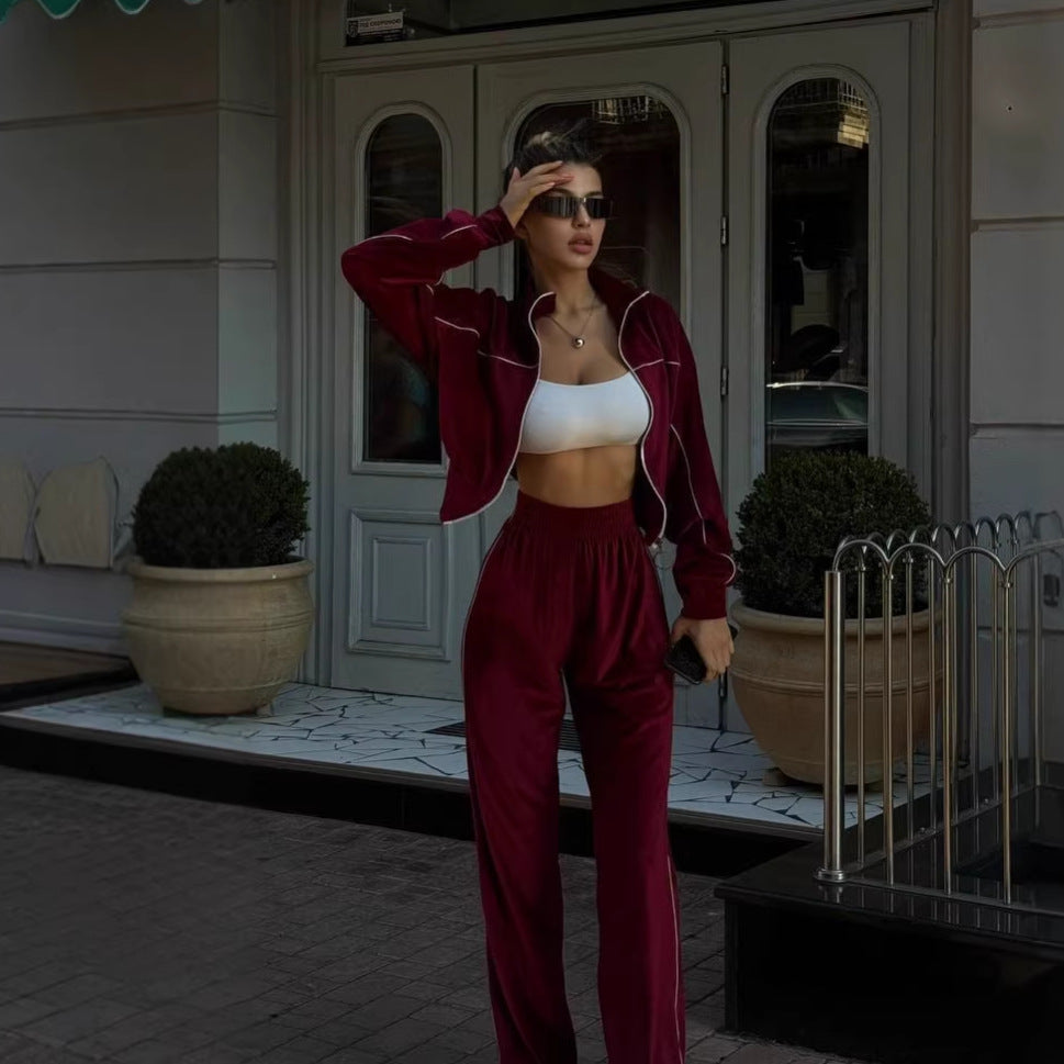 Damen Fleecejacke Set mit lässiger Hose Norvielle