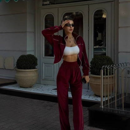 Damen Fleecejacke Set mit lässiger Hose Norvielle