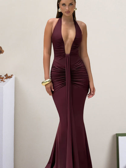 Damen Wickelkleid Elegantes V-Ausschnitt Fließender Rock Norvielle