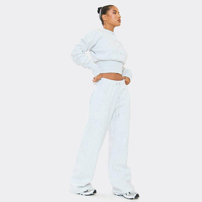 Damen Cropped Sweatshirt und Trainingshose Set Bequem Norvielle
