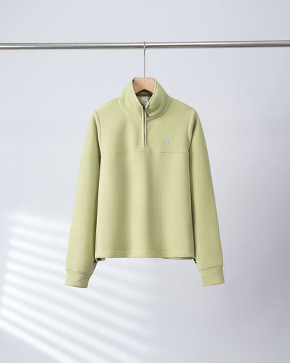 Damen Fleece-Pullover Halb-Reißverschluss Elastische Bündchen