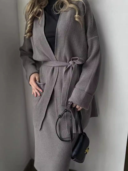 Damen Bleistiftkleid mit Blazerjacke und Taschen - Norvielle