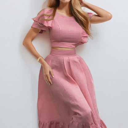 Damen Sage-Set Rüschensäume Norvielle Elegantes