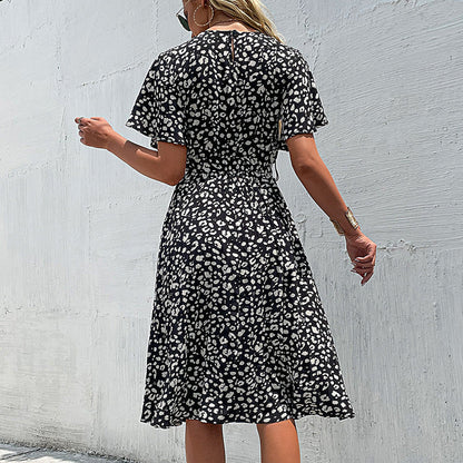 Damen Midikleid Tiermuster Sommer Norvielle