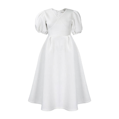 Damen Maxikleid Puffärmel Elegante Taillierung Norvielle
