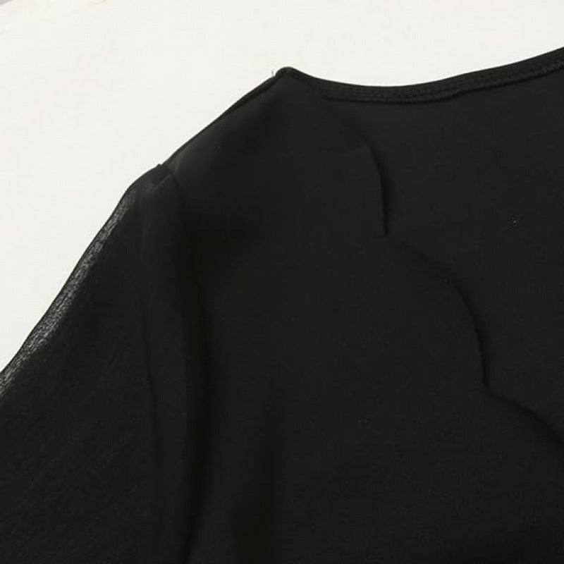 Damenkleid V-Ausschnitt Transparente Ärmel Norvielle
