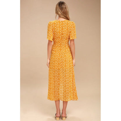 Damen Maxikleid Florales Design Knopfverschluss Norvielle