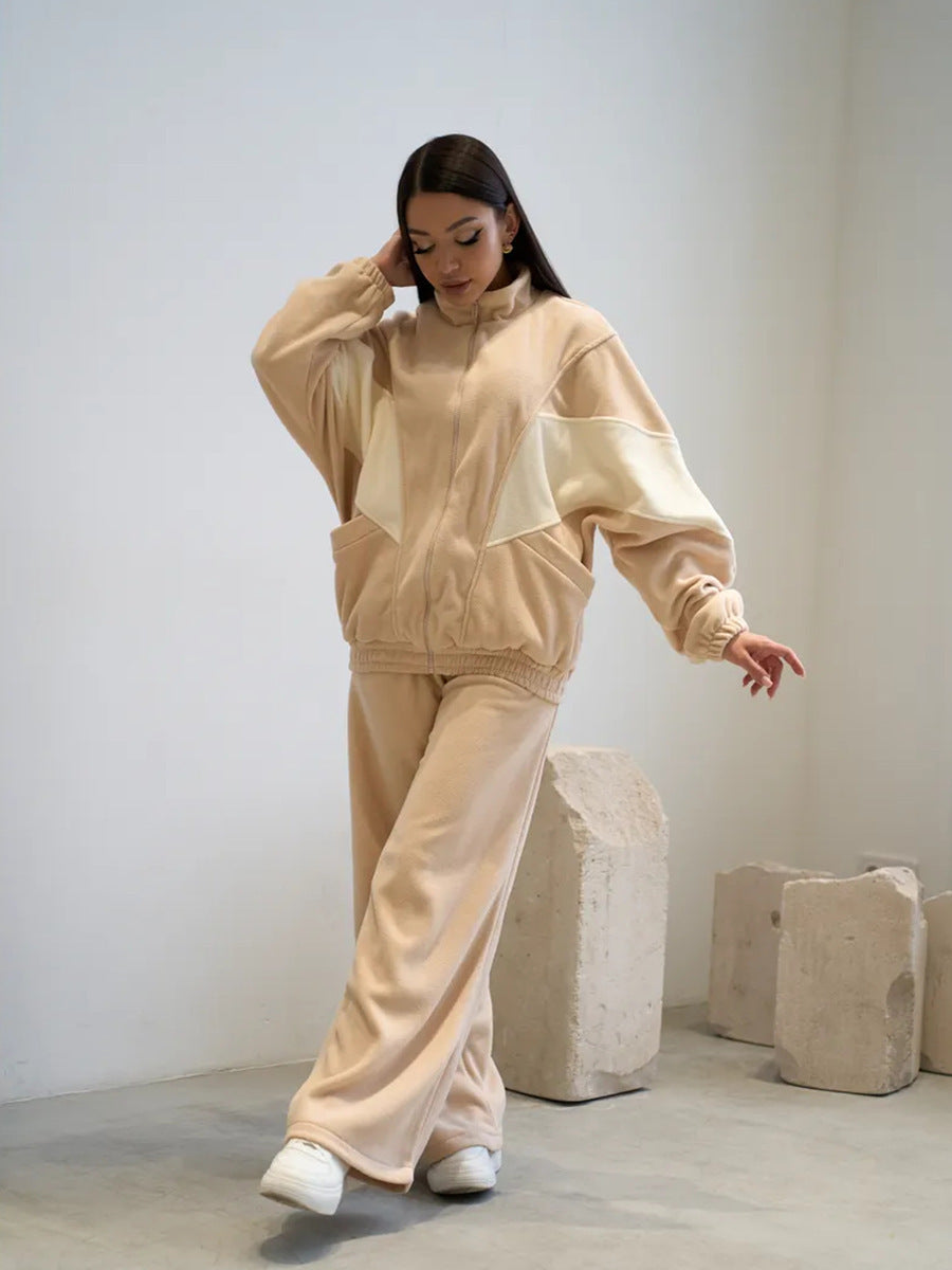 Damen Loungewear-Set Hochkragen Weite Ärmel Norvielle