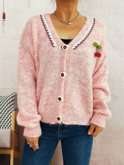 Damen Strickjacke Blütenmuster Norvielle