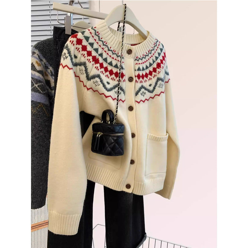 Damen Strickjacke traditionelles Muster Norvielle