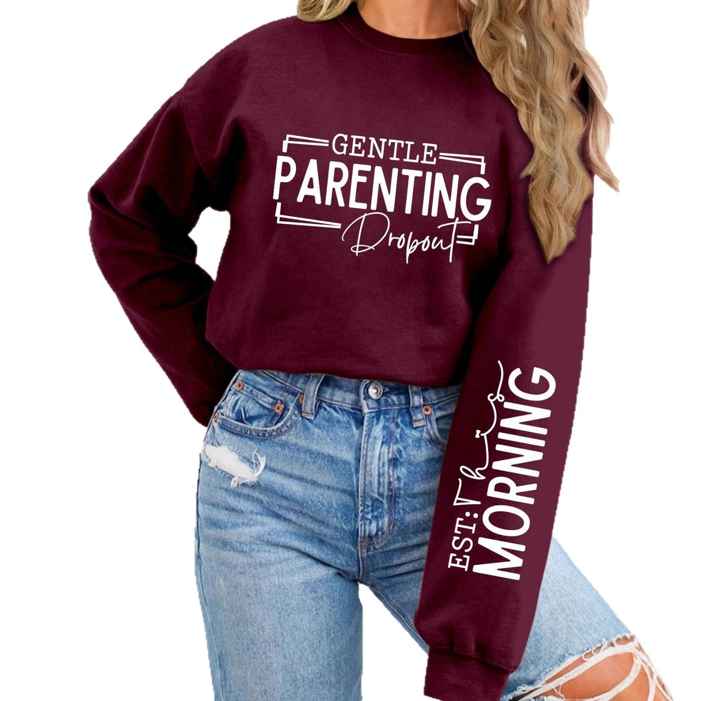Damen Sweatshirt Elternschaftsmotiv Lässiger Schnitt Norvielle