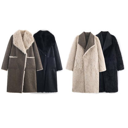 Damen Kunstpelz-Mantel Elegantes Design Norvielle