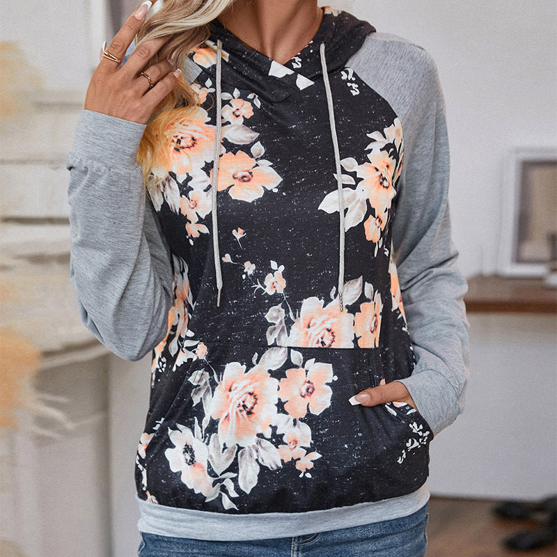 Damen Kapuzenpullover Floralem Print Lässiger Schnitt - Norvielle