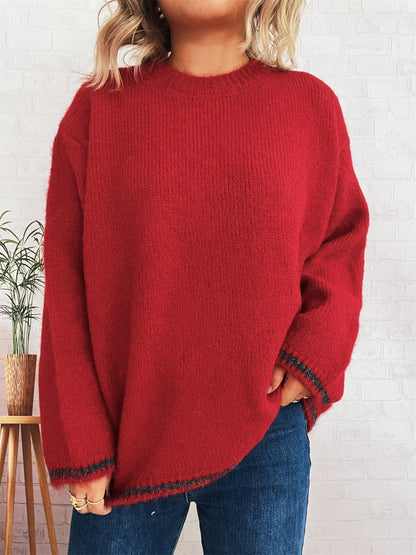 Damen Strickpullover Weiches Material Lässiger Schnitt Beige