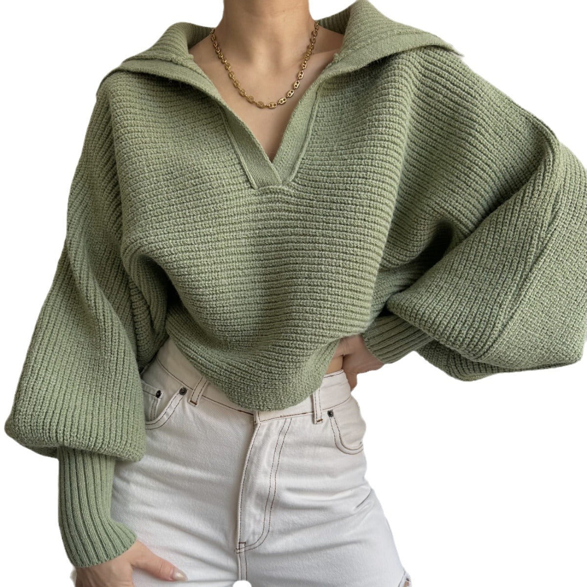 Damen Pullover Oversized V-Ausschnitt Norvielle
