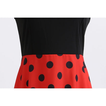 Damen A-Linie Kleid mit Punkten und Taillengürtel