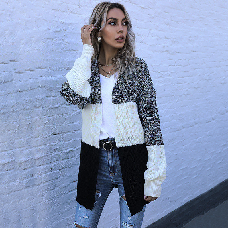 Damen Strickjacke Blockstreifen-Design Lässiger Schnitt Norvielle