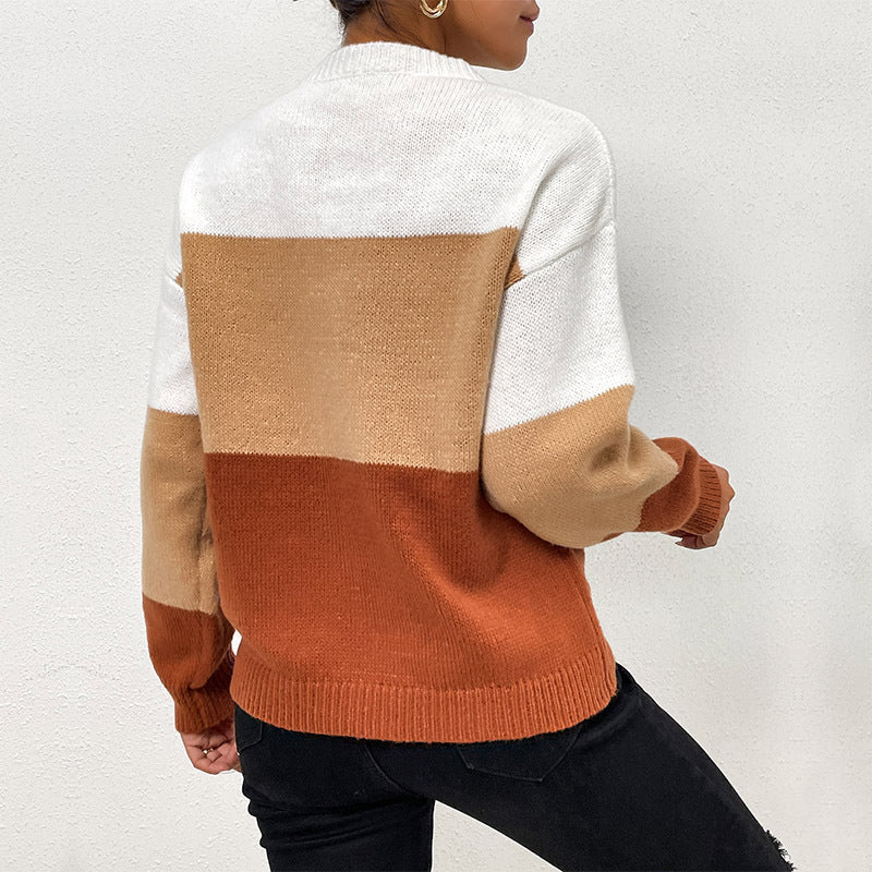 Damen Pullover Farbblockdesign Norvielle