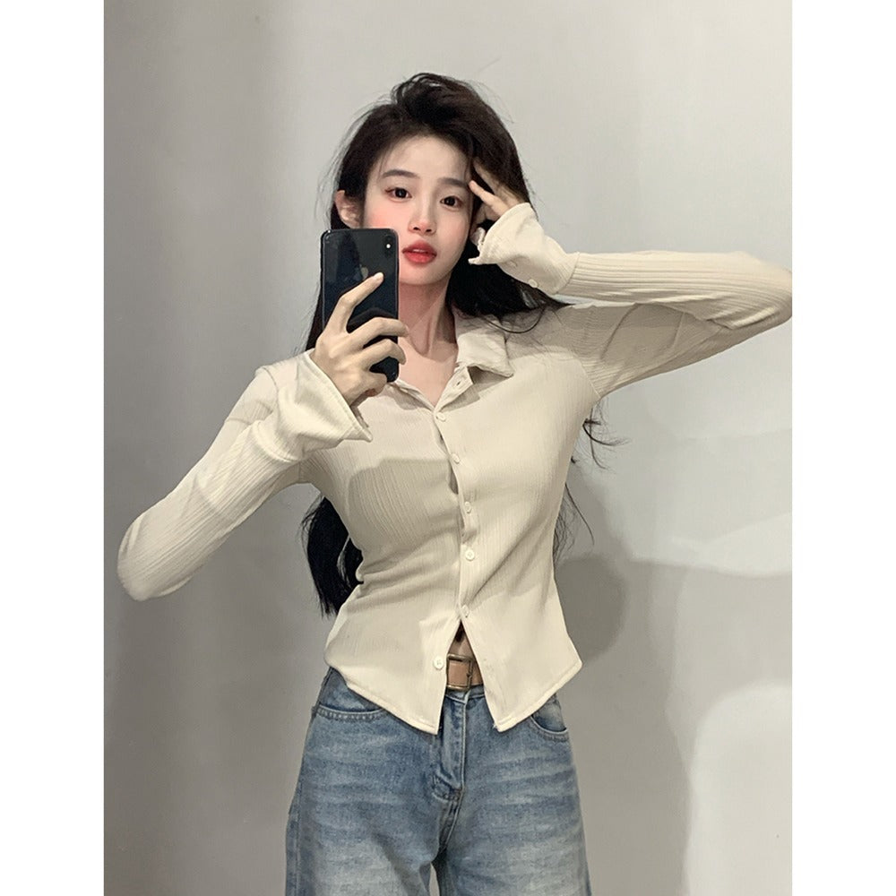 Damen Langarmshirt mit Volantärmel Norvielle