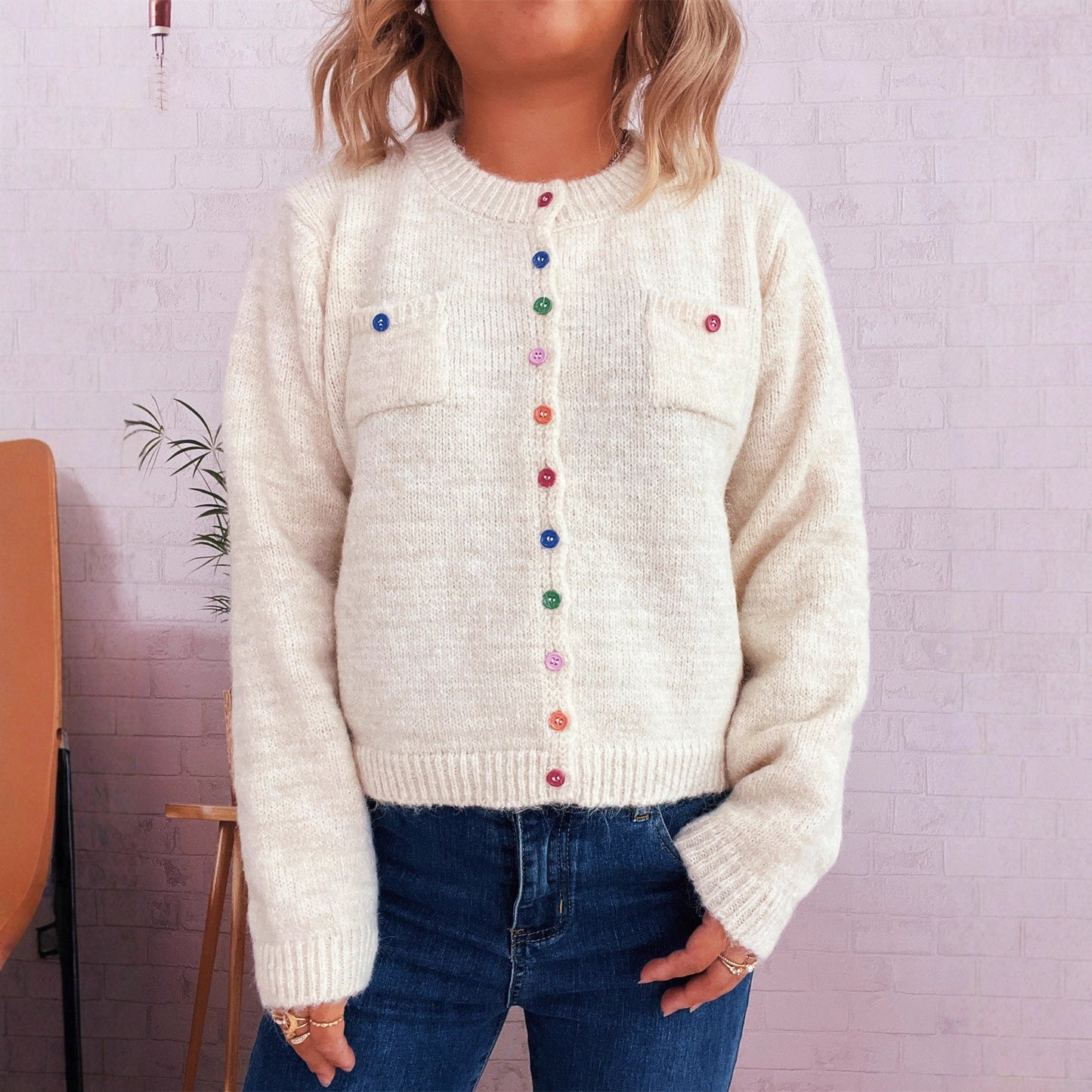 Damen Strickjacke Kuschelig Bunt Norvielle