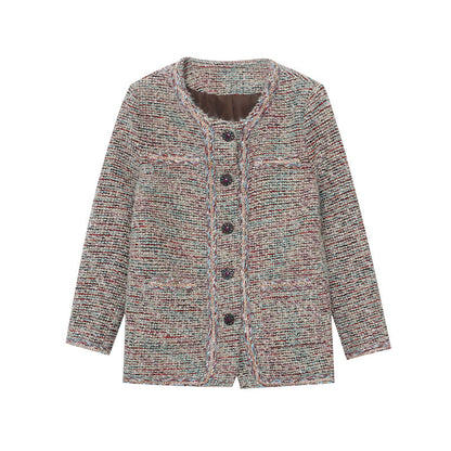 Damen Strickjacke Bunt Muster Knöpfe