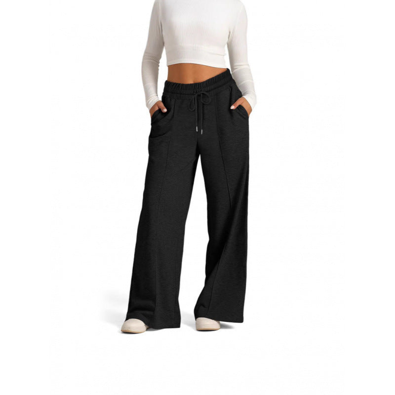 Damen Jogginghose Elastischer Bund Seitentaschen Norvielle Schwarz - Norvielle