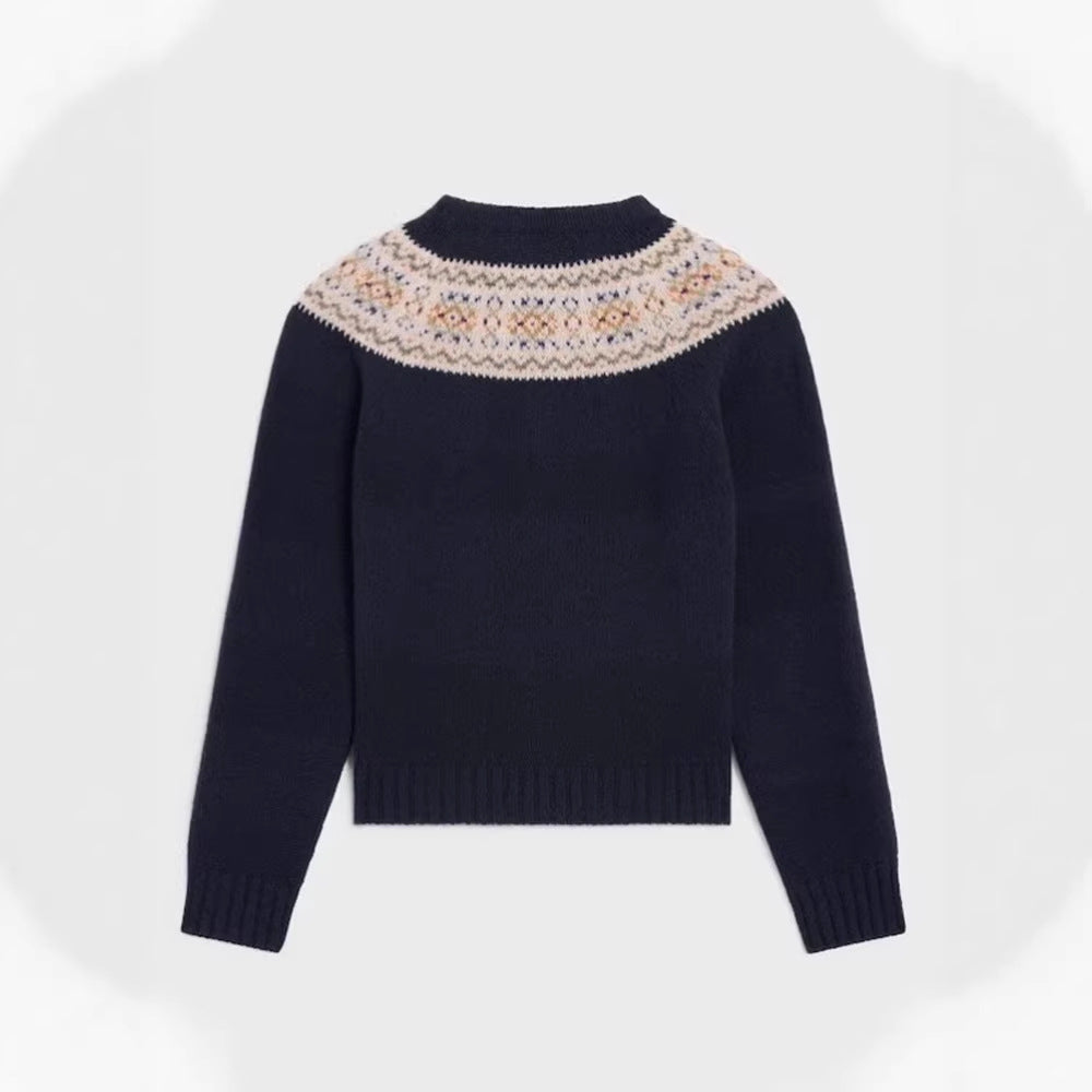 Damen Strickpullover Norweger Muster Norvielle